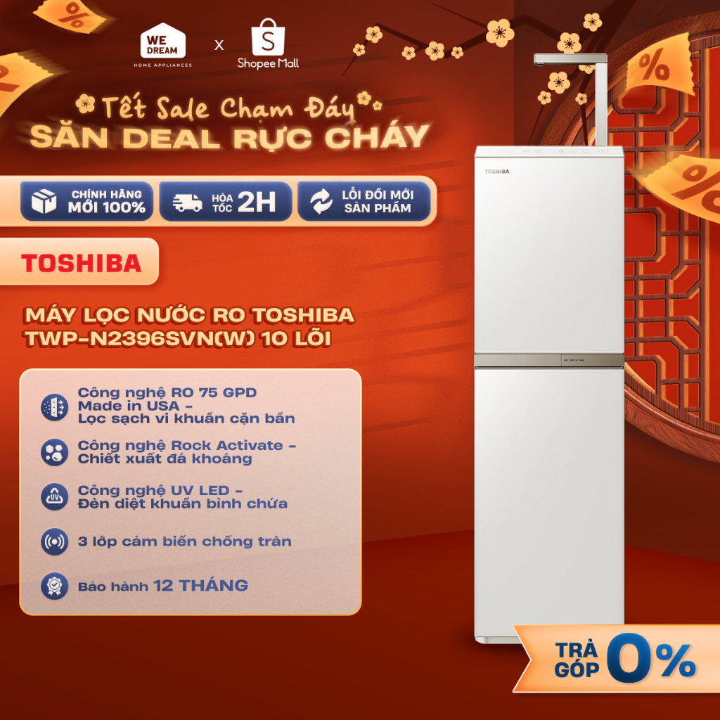 [MIỄN PHÍ GIAO HÀNG] TWP-N2396SVN(W) - Máy Lọc Nước RO Toshiba TWP-N2396SVN(W) 10 Lõi - Hàng Chính H