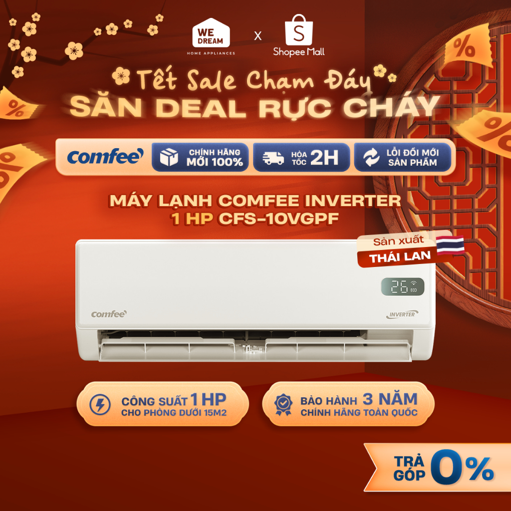 [MIỄN PHÍ GIAO HÀNG] CFS-10VGPF - Máy Lạnh Comfee Inverter 1 HP CFS-10VGPF - Chính Hãng, Mới 100%