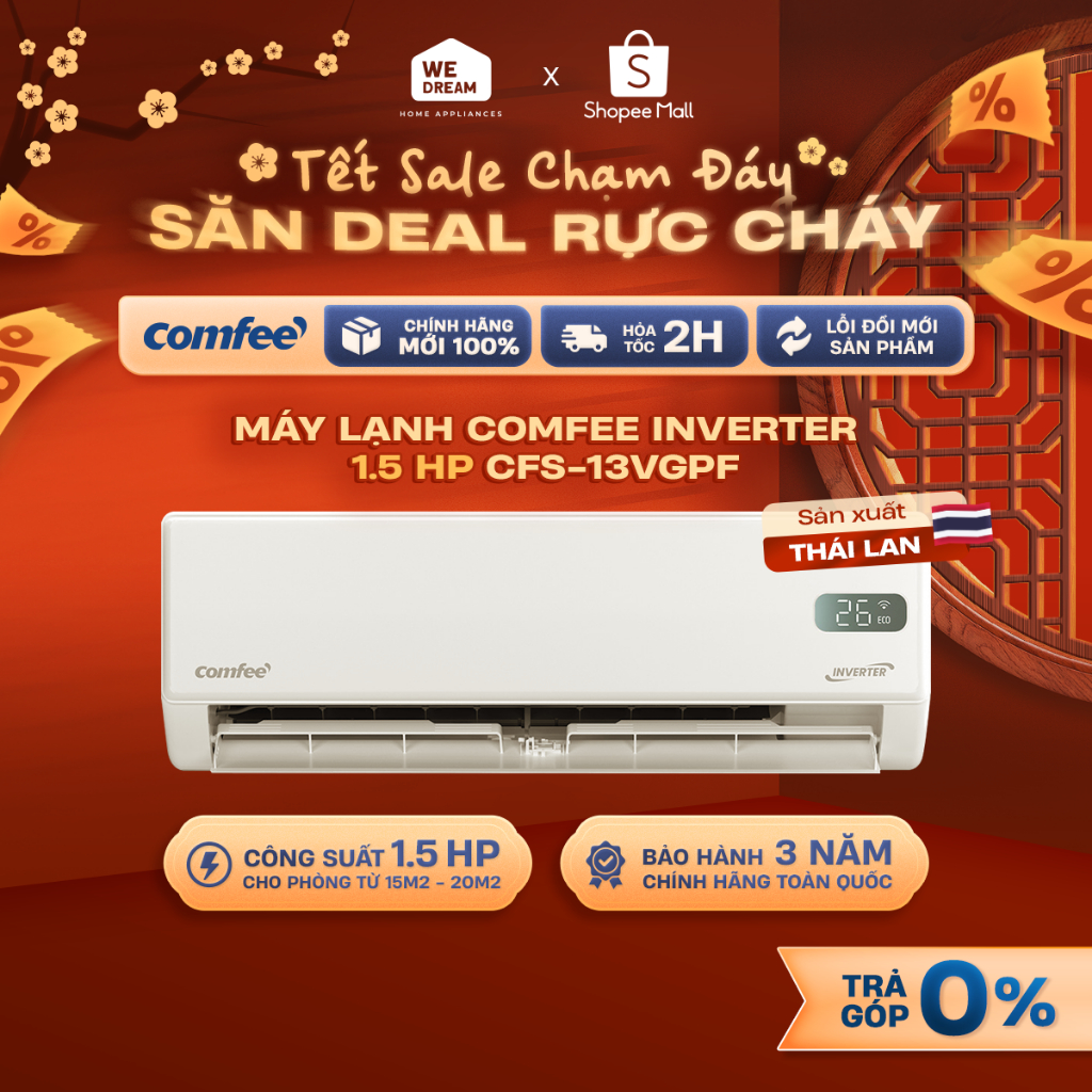 [MIỄN PHÍ GIAO HÀNG] CFS-13VGPF - Máy Lạnh Comfee Inverter 1.5 HP CFS-13VGPF - Chính Hãng, Mới 100%