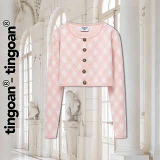  TINGOAN® -Set cardigan len xù crop kẻ trám hai dây hồng nhạt LOVE YOU BACK CDG PK PHIÊN BẢN MỚI NHẤT T9.2025 