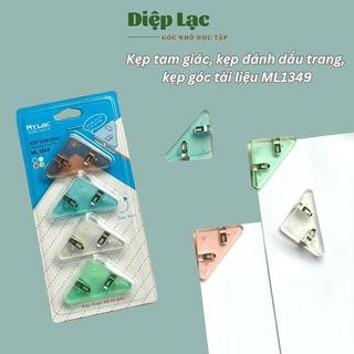 (vỉ 4c) Kẹp đánh dấu trang, kẹp tam giác kẹp tài liệu sử dụng lại nhiều lần Mylac 1349