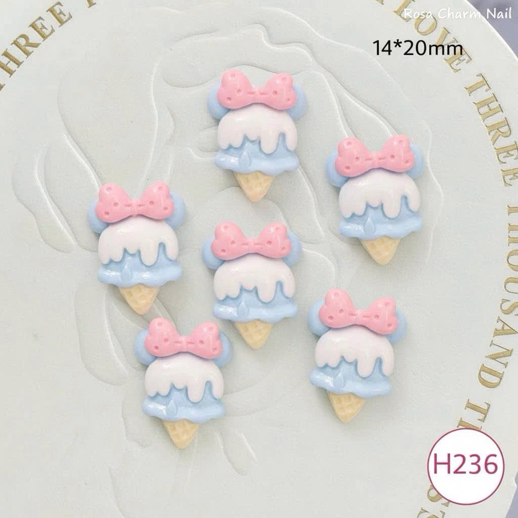 (H236)Charm nail diy gắn móng tay kem ốc quế nơ xinh kuromi hello kitty cinnamoroll melody sanrio dá