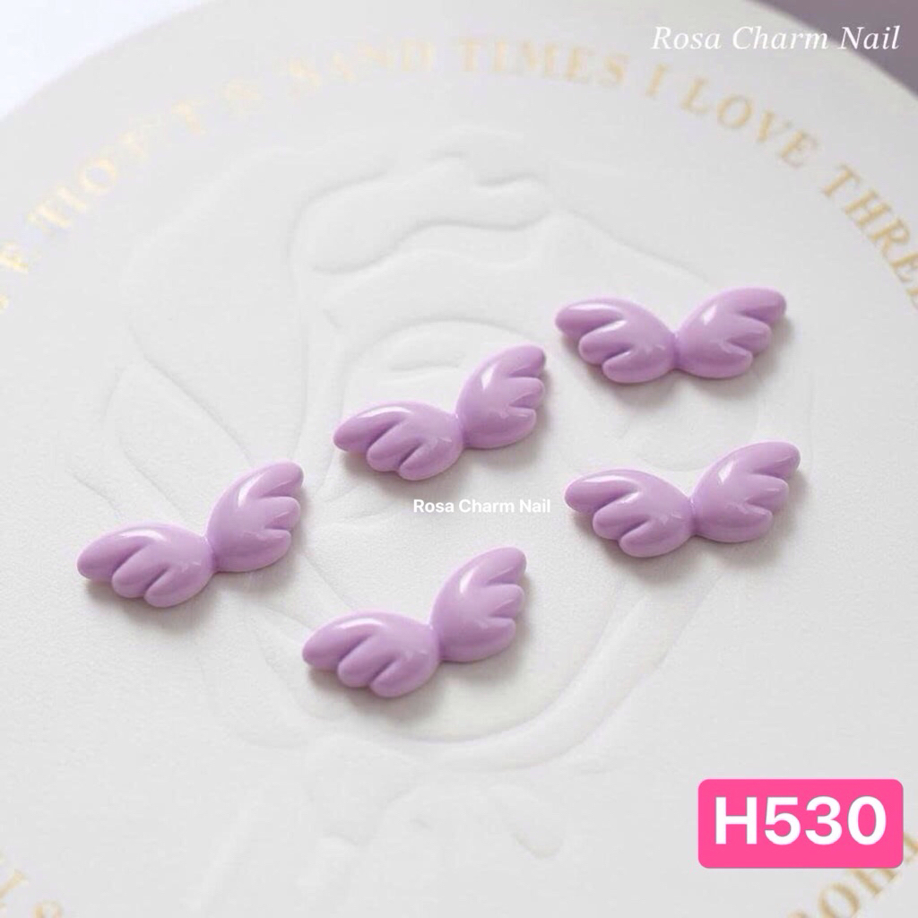 (H530) Set 5 charm nail cánh thiên thần tím diy gắn móng tay - Rosa 6868