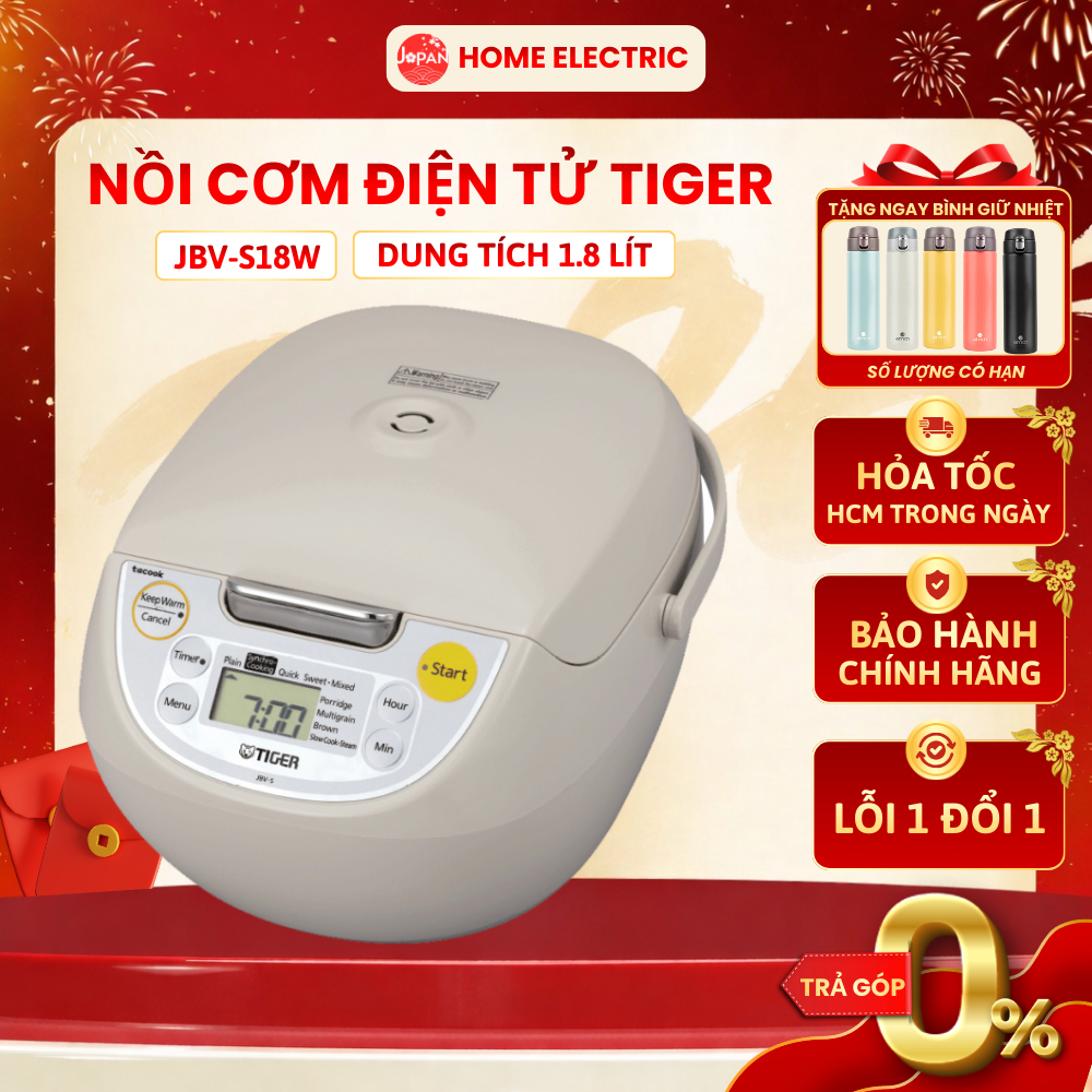 Nồi Cơm Điện Tử Tiger JBV-S18W, Dung tích 1.8 Lít