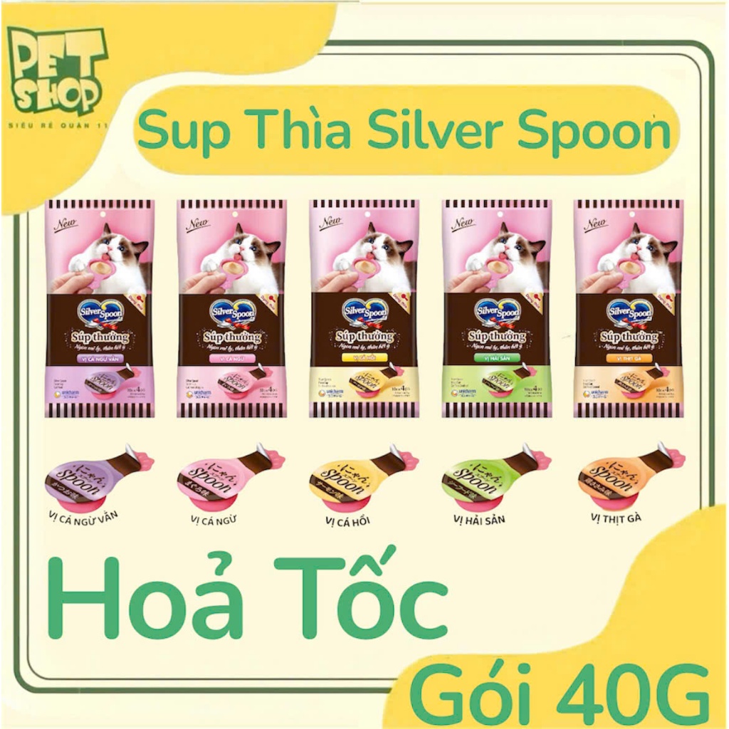 [SUP SILVER SPOON] SUP THÌA SILVER SPOON CHO MÈO GÓI 40G - NHẬT BẢN -