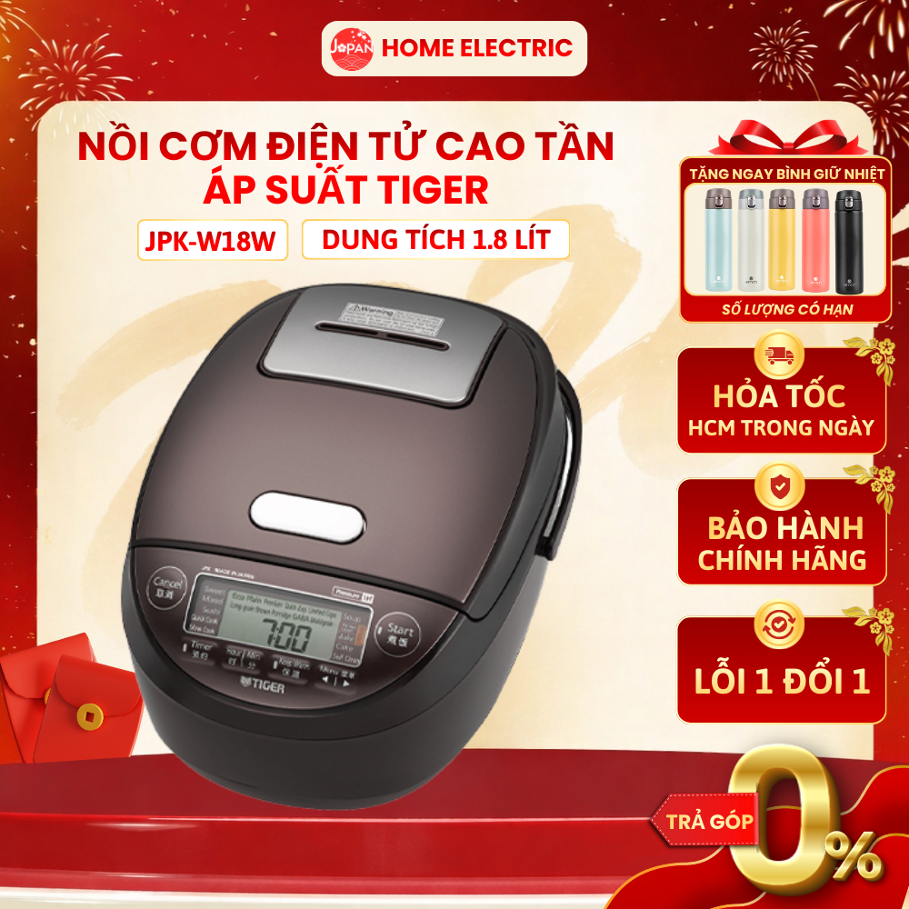 Nồi Cơm Điện Áp Suất Cao Tần IH Tiger JPK-W18W, Dung tích 1.8 Lít