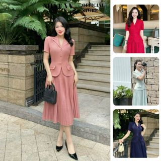  Đầm vest Nhật Vy nút bọc phối dập ly chất lụa phù hợp công sở dự tiệc thanh lịch  - D3035 