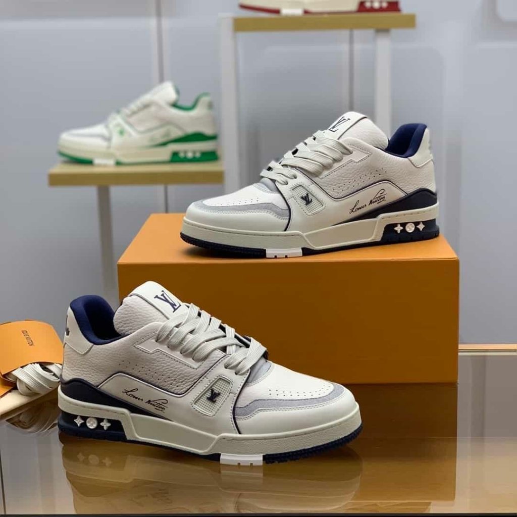Giày Louis Vuitton LV Trainer 54 Signature Trắng Kem – Sneaker Luxury Nam Nữ Phong Cách Luxury
