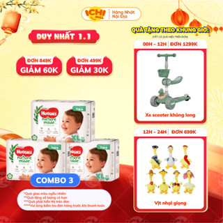  Combo 3 gói Tã bỉm dán quần HUGGIES PLATIUM NATURE MADE size M58 L44 XL 38 XXL26 S82 NB60 - Hàng chính hãng công ty 