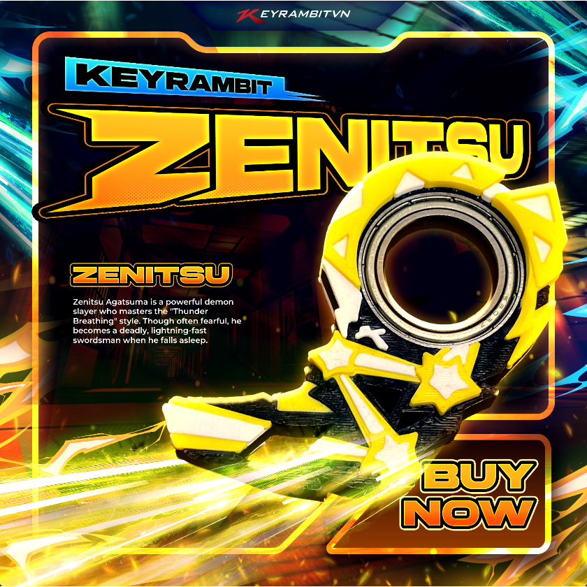 [DEMON SLAYER] Keyrambit Zenitsu - Thunder Resolve - Keyrambitvn - Móc Khoá Xả Stress
