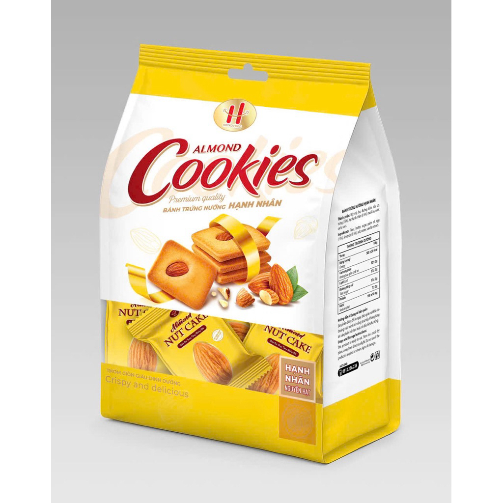 Combo 2 gói Bánh Trứng Nướng Hạnh Nhân Almond Cookies Kotko Food 220g – Giòn Thơm, Hạnh Nhân Nguyên 
