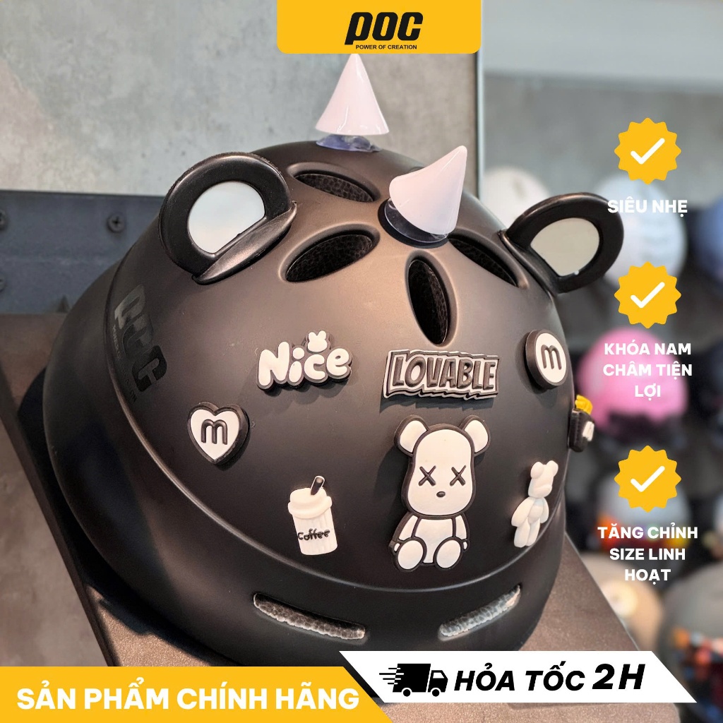 Nón Mũ Bảo Hiểm Cho Bé Siêu Nhẹ POC PK02, Màu Đen Nhám Dành Cho Người Lớn Và Trẻ Em PK02