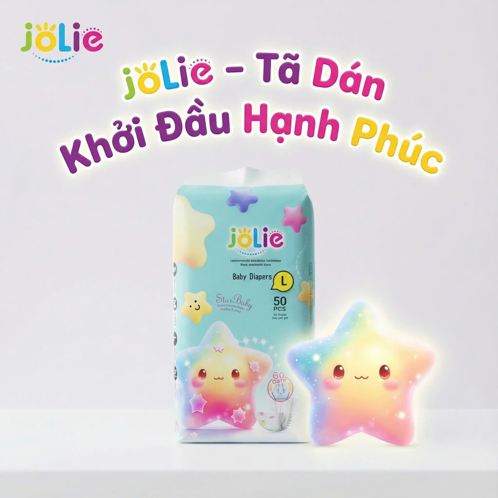 JOLIE - 50 Miếng - Tã Dán JOLIE Siêu Mỏng - Thấm Hút - Khô Thoáng
