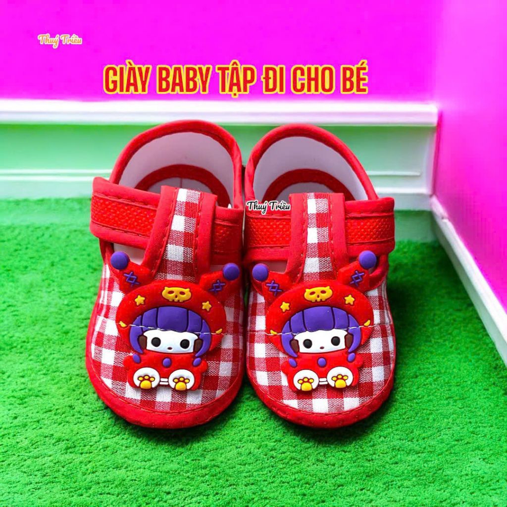 KEN05: Giày vải KUROMI tập đi xe cho bé trai, gái từ 03- 12 tháng