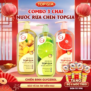  Nước rửa bát Top Gia 3 mùi hương dung tích 1kg không kích ứng da sạch an toàn bảo vệ da tay 