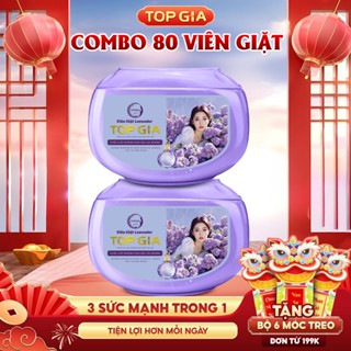  Combo 80 viên giặt xả TopGia quần áo thơm lâu hương hoa hồng và lavender giặt sạch tiết kiệm 
