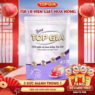  Viên giặt xả TopGia hương hoa hồng giặt sạch quần áo thơm lâu tiết kiệm tiện lợi 