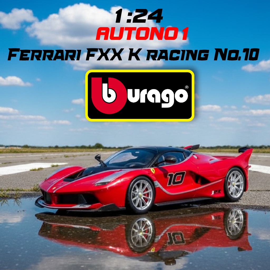 Mô hình xe Ferrari FXX K racing No.10 Rosso red tỉ lệ 1:24 Bburago 18-26301 OT24057