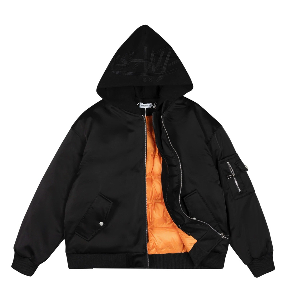 Áo bomber jacket STUSSY phối mũ hoodie, 2 khóa chất liệu gió xịn dày dặn HT.Clothes