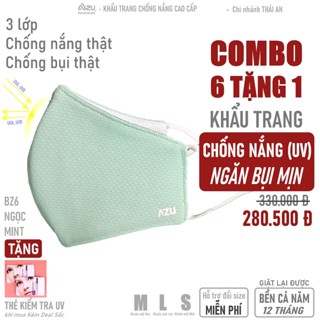  Khẩu trang vải chống nắng 3 lớp không Nẹp Mũi chống Tia UV chống Bụi Mịn Azumikichi Ngọc Mint BZ6 
