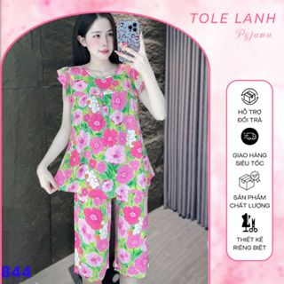  Đồ Bộ Tole Nữ Lửng Cánh Tiên Cổ Chữ U Mặc Nhà Bộ Tole Lanh Lửng Chất Liệu Mềm Mát Siêu Hút Mồ Hôi <70kg 