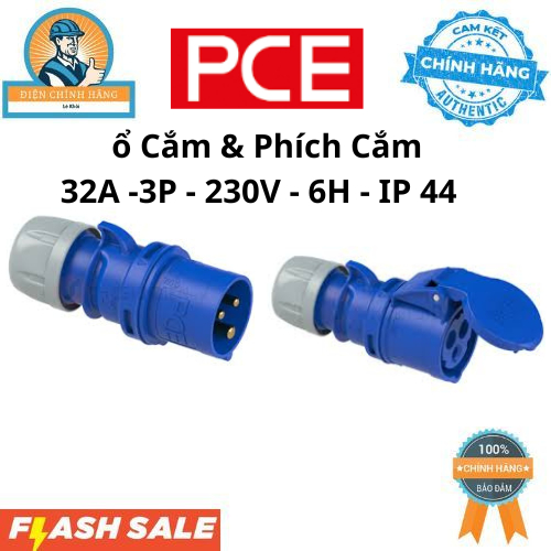 ổ Cắm & Phích Cắm 32A -3P - 230V - 6H - IP 44 F023.-6 Chính Hãng PCE