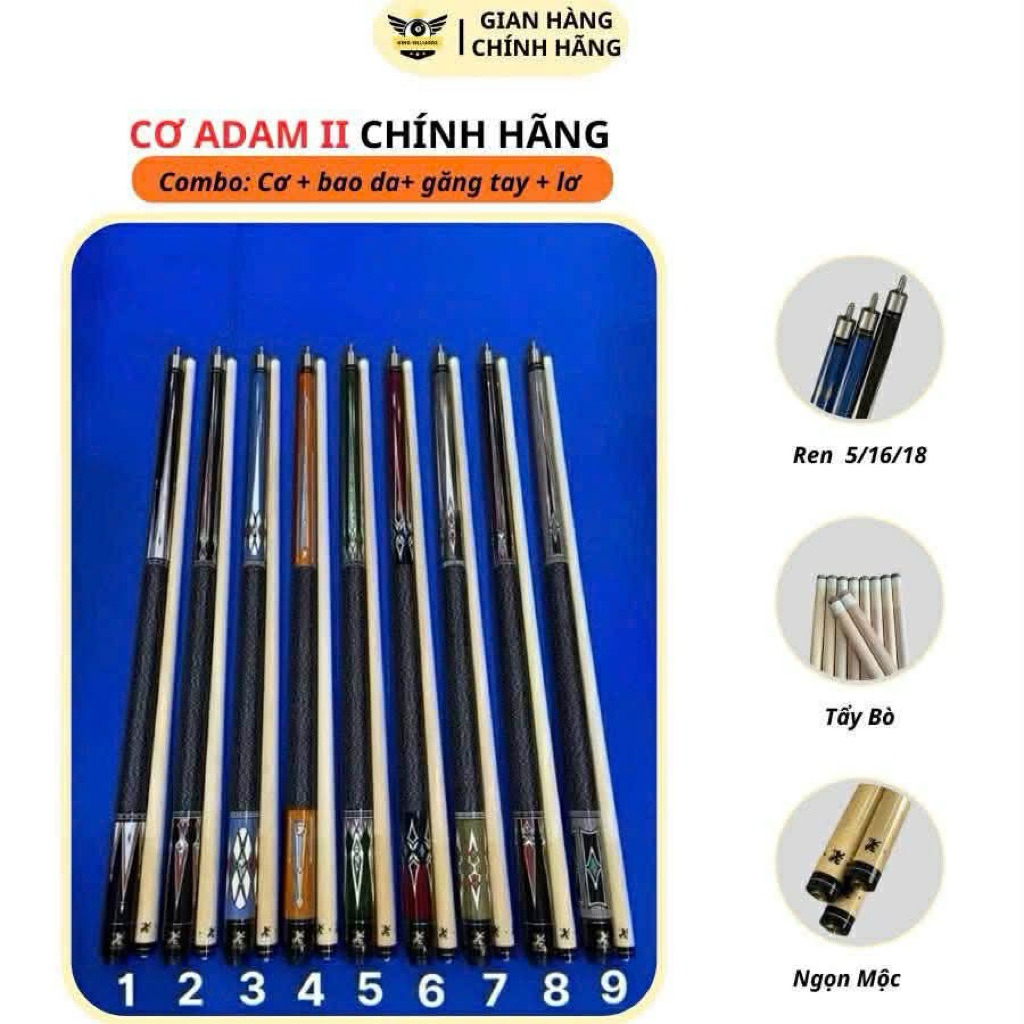 Cơ ADAM 2, Cơ bida lỗ , Cơ bida líp, Phụ kiện bida, Kingbilliards