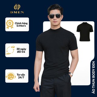[DMEN] Áo Thun Nam BODY Đen Cổ Cao 3cm, Chất Bozip Cotton Co Gĩan 8 Chiều Thoáng Mát Form Ôm Body H2