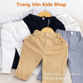  Quần Kaki Mềm Co Giãn Dáng Dài Lưng Thun Cho Bé Trai Bé Gái 
