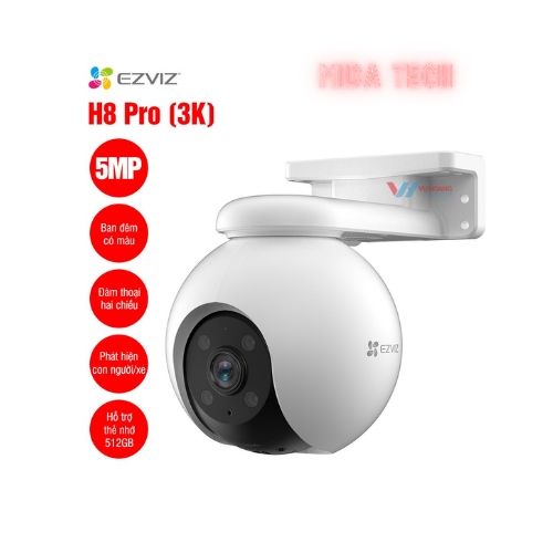 EZVIZ H8 Pro 5MP 3K – Camera Wi-Fi Quay Quét 360°, Độ Phân Giải 3K, AI Thông Minh