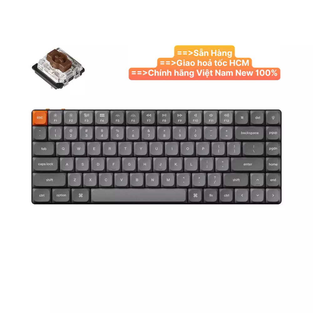 Bàn phím vi tính Keychron K3M-A3 K3 Max Gateron White Backlight Brown Switch Keyboard - Hàng Chính H