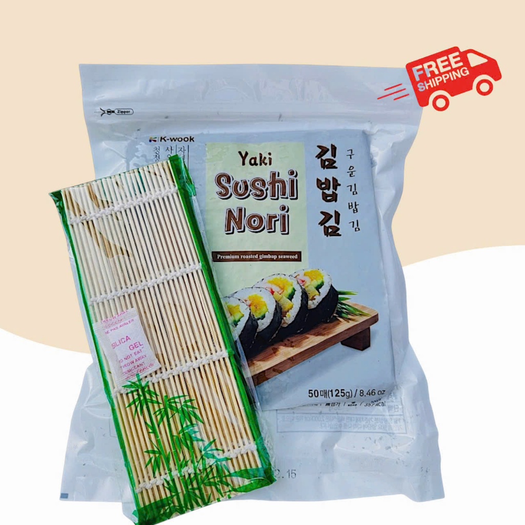 Rong Biển Cuộn Cơm Sushi, Kimpap 50 Lá kèm mành