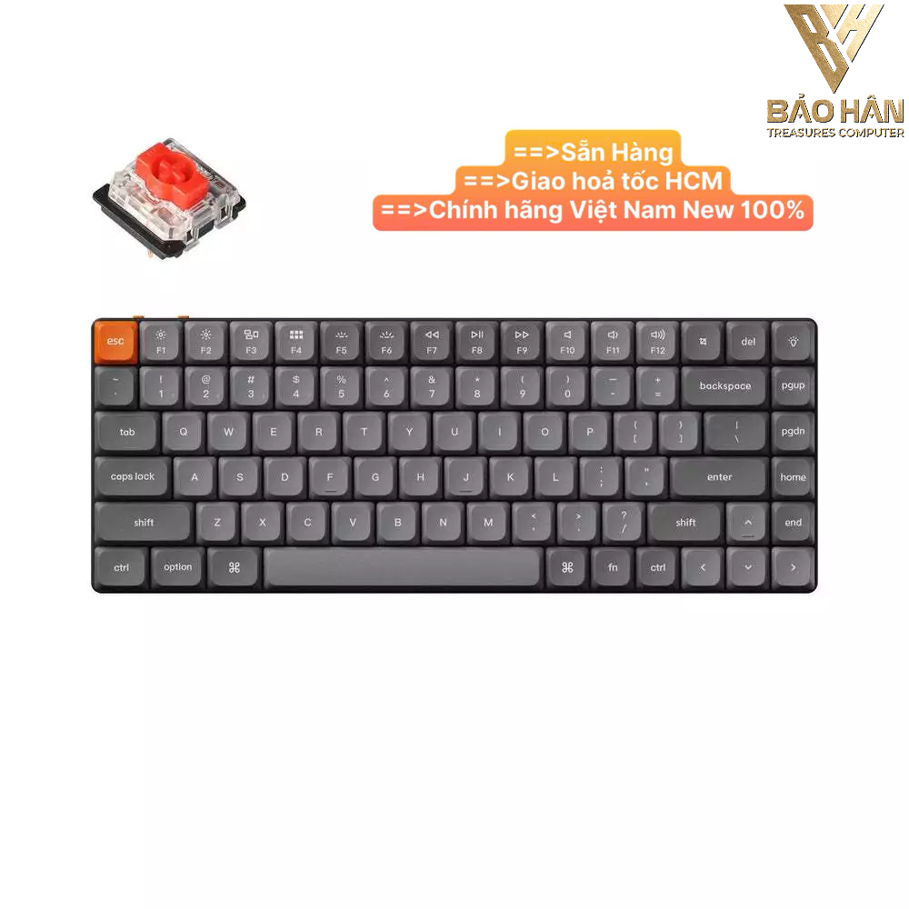 Bàn phím vi tính Keychron K3M-A1 K3 Max Gateron White Backlight Red Switch Keyboard - Hàng Chính Hãn