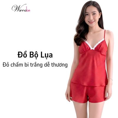 Bộ đồ ngủ nữ WANNABE đồ bộ mặc nhà quần sọt kèm áo thiết kế cổ tim viền ren nữ tính xinh xắn BSS88