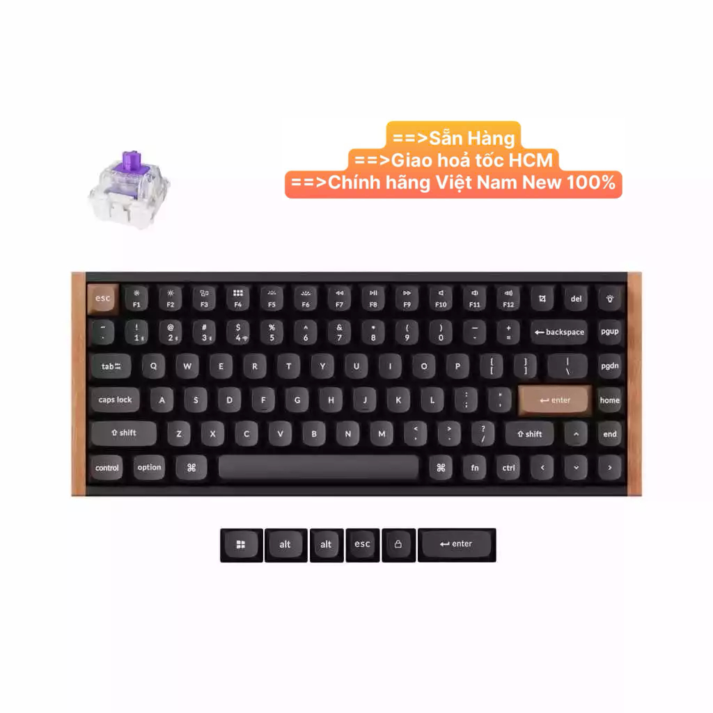 Bàn phím vi tính Keychron K2H-F1 K2 HE Swappable RGB Backlight Aluminum Nebula Switch - Black (Speci