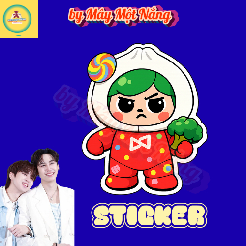Bộ 10 Sticker dán phong cách Linh vật BounPrem Paody trang trí ốp lưng, nhật ký