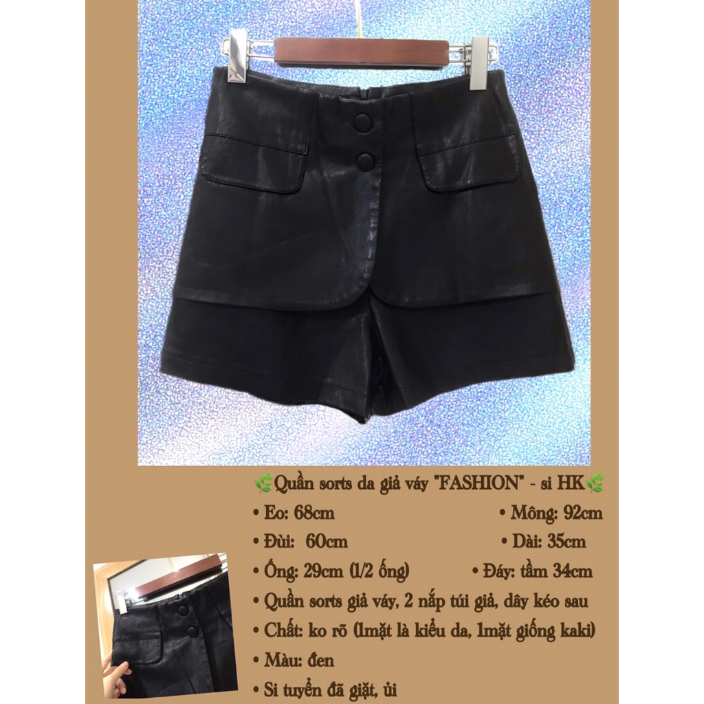 🌿Quần sorts da giả váy "FASHION" - 2hand, si tuyển HK🌿Chỉ giặt bằng tay🌿Tặng kèm đơn từ 319k