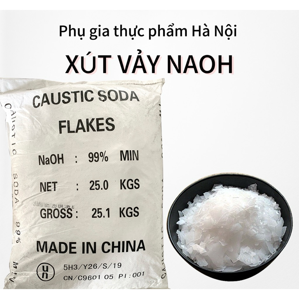 1kg NaOH (Xút vảy- 99% - Natri Hydroxit - Sodium Hydroxide )- Làm phôi xà phòng. Đã bật hoả tốc