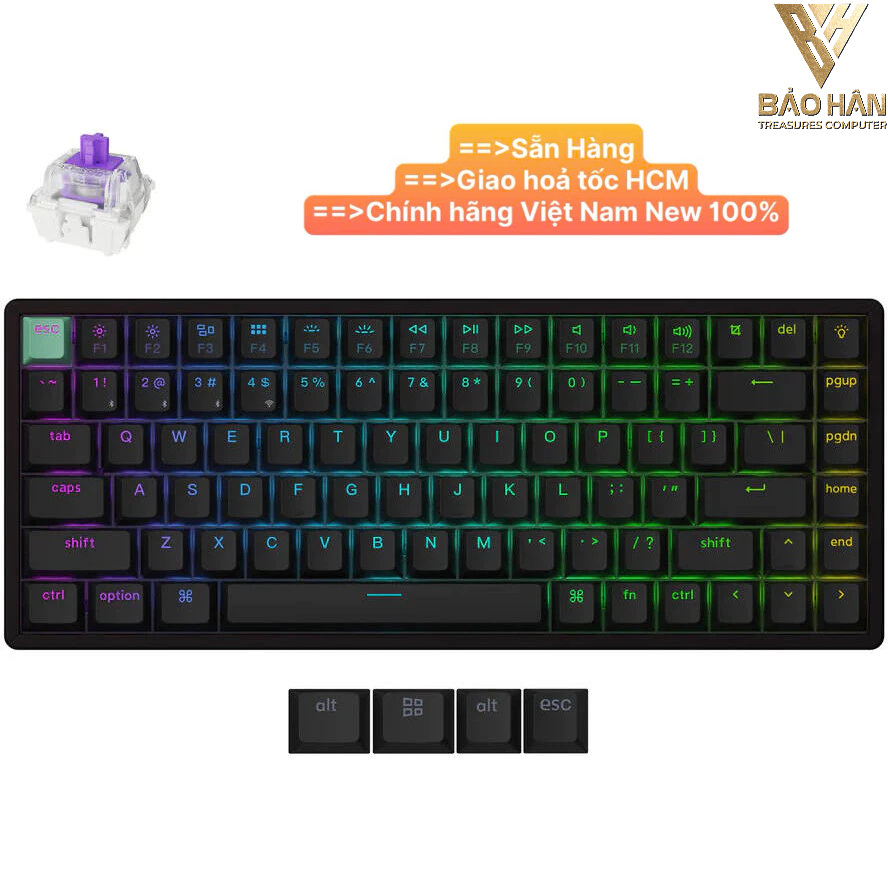 Bàn Phím Cơ Keychron K2 HE Wireless Magnetic Switch , 1000 Hz Polling Rate, Black | K2H-J1 - Hàng Ch