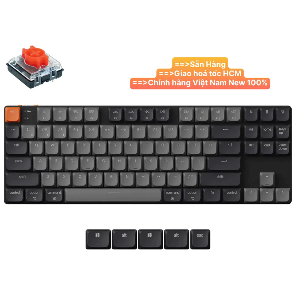Bàn Phím Keychron K1X TKL Low Profile ,G Pro Brown Switch White Backlight | Gateron G Pro, Brown Swi