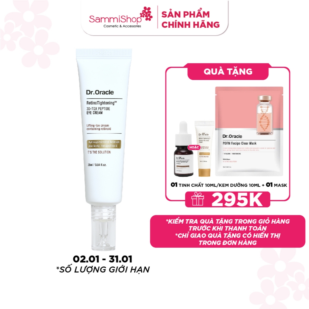 Dr.Oracle Kem dưỡng Retino Tightening 3D-TOX Peptide Eye Cream 25ml
