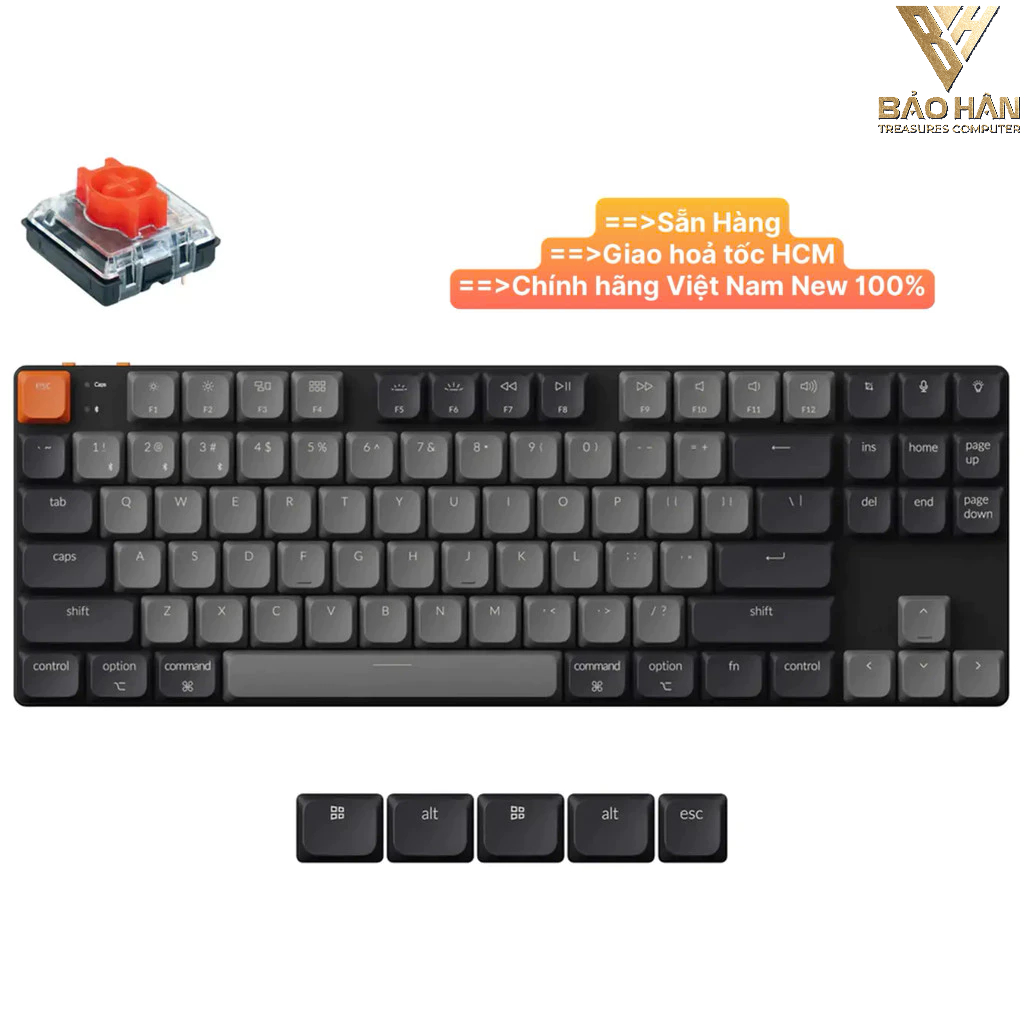 Bàn Phím Cơ Keychron K1X - TKL Low Profile , White Backlight | Gateron G Pro, Brown Switches - Hàng 