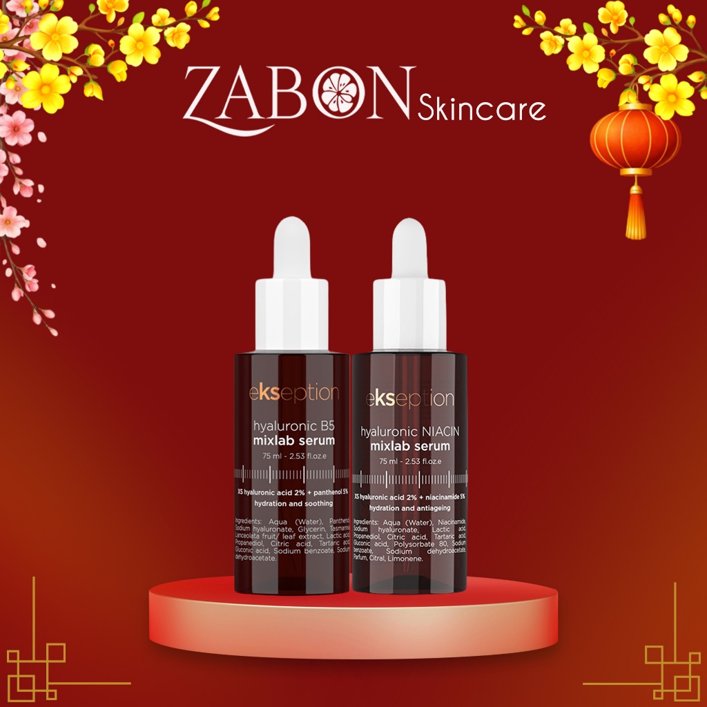 Combo Serum Ekseption Hyaluronic B5 mixlab 75ml & Ekseption Hyaluronic Niacin 75ml giảm mụn, giảm th