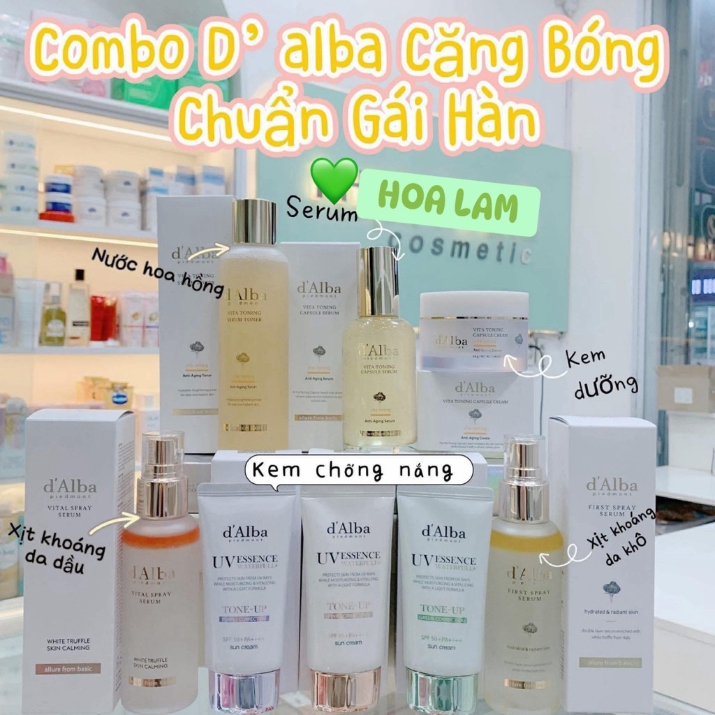 [CHÍNH HÃNG 100%] COMBO CĂNG BÓNG DƯỠNG TRẮNG DA D’ALBA VITA TONING