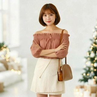 Chân váy kem công sở cách điệu size S (kèm hình thật)