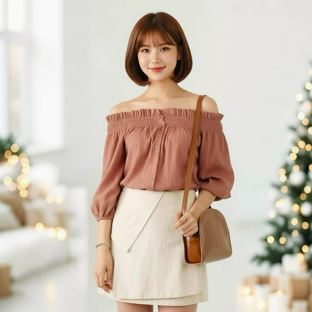 Chân váy kem công sở cách điệu size S (kèm hình thật)