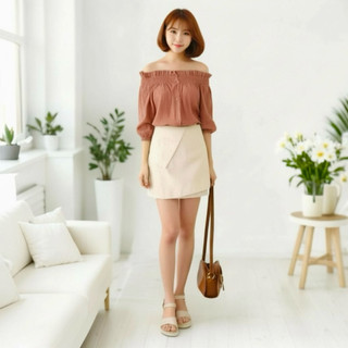 Chân váy kem công sở cách điệu size S (kèm hình thật)