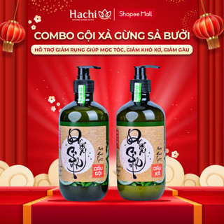 Dầu gội xả gừng sả bưởi dưỡng sinh Hachi hỗ trợ giảm rụng giúp mọc tóc giúp giảm gàu 500ml 