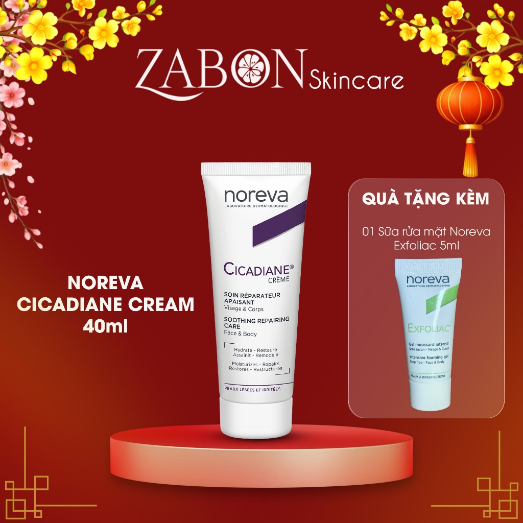 Kem dưỡng NOREVA CICADIANE CREAM SOOTHING REPAIRING CARE phục hồi da 40ml