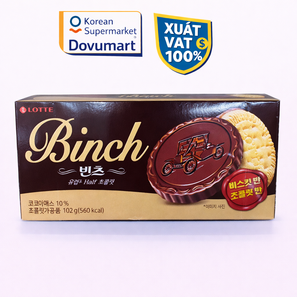 Bánh Quy Phủ Socola Binch Lotte Hàn Quốc Hộp 102G /롯데제과)2400빈츠